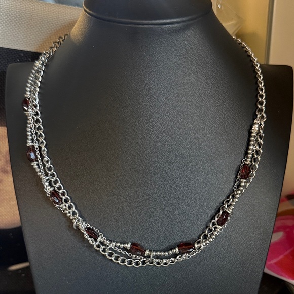 Veil Jewelry - Forbidden Fruit #7 Garnet Triple Braided Stainless Steel Chains